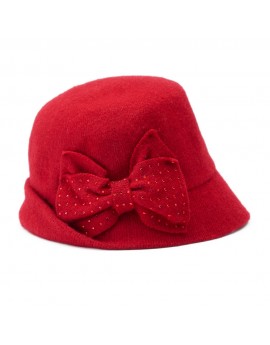 Betmar Betty Rhinestone Cloche Hat Scarlet