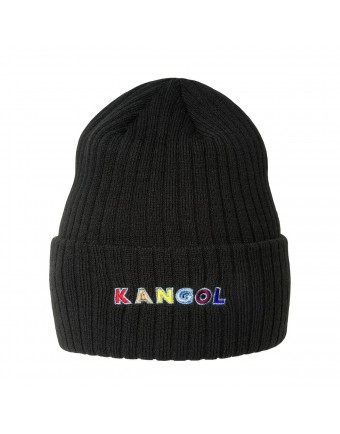 Kangol color text beanie black