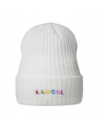 Kangol color text beanie white