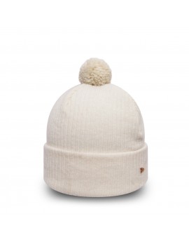 New Era knit cuff bobble stone white