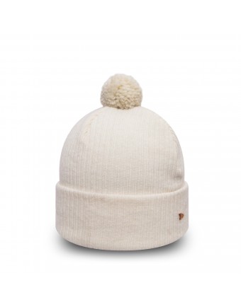 New Era knit cuff bobble stone white