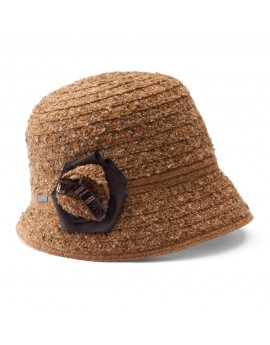 Betmar Willow Floral Cloche Hat Brown